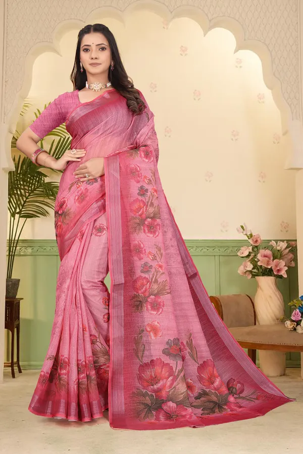 Multicolor_Cotton_Linen_Digital_Print_Saree_For_Women
