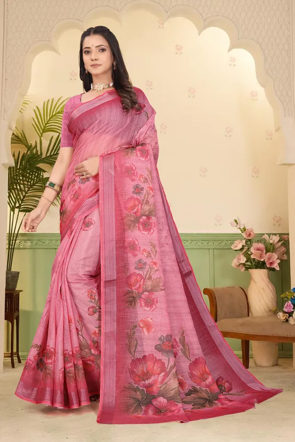 Multicolor_Cotton_Linen_Digital_Print_Saree_For_Women