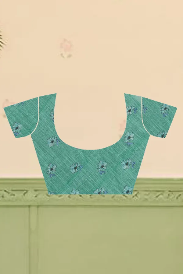 Dark_Green_Cotton_Linen_Digital_Print_Saree_For_Women
