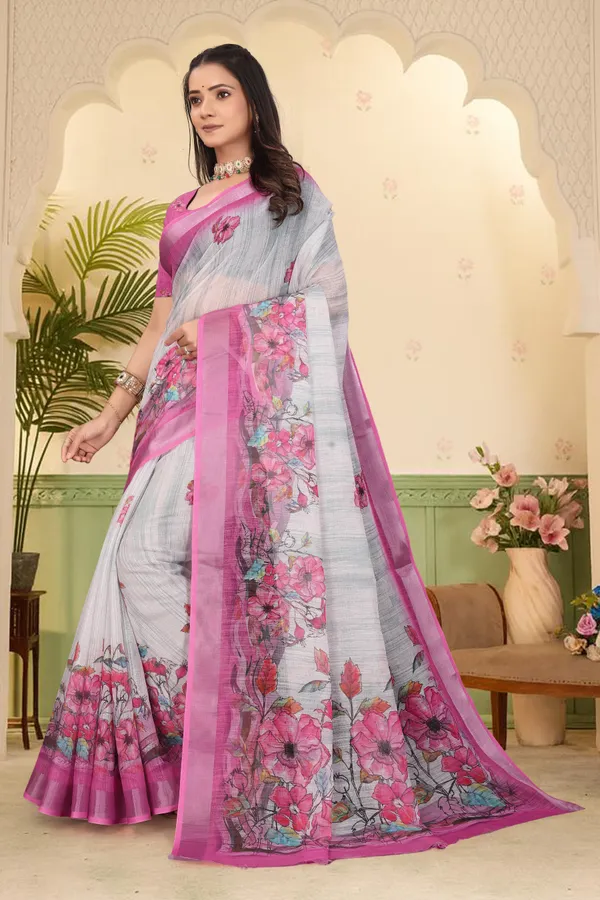 Pink_Cotton_Linen_Digital_Print_Saree_For_Women