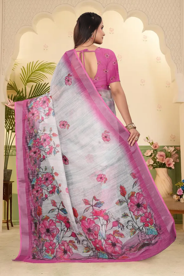 Pink_Cotton_Linen_Digital_Print_Saree_For_Women