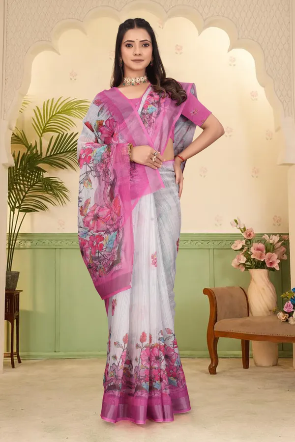 Pink_Cotton_Linen_Digital_Print_Saree_For_Women