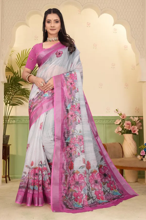 Pink_Cotton_Linen_Digital_Print_Saree_For_Women