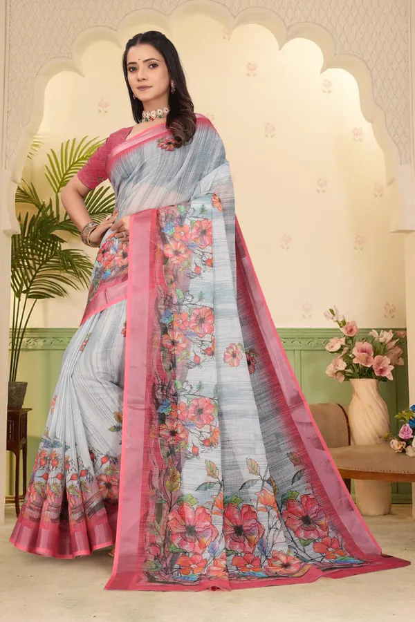 Multicolor_Cotton_Linen_Digital_Print_Saree_For_Women