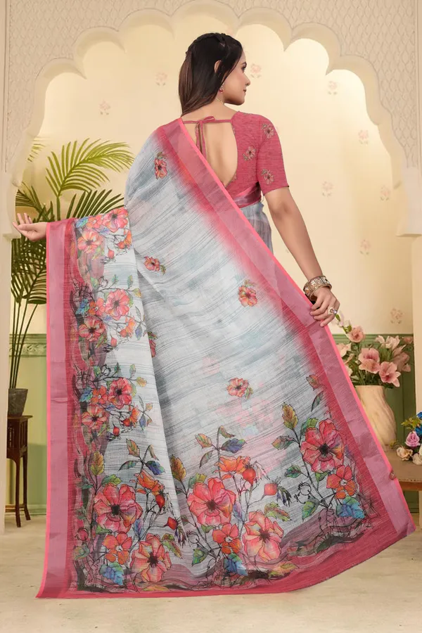 Multicolor_Cotton_Linen_Digital_Print_Saree_For_Women