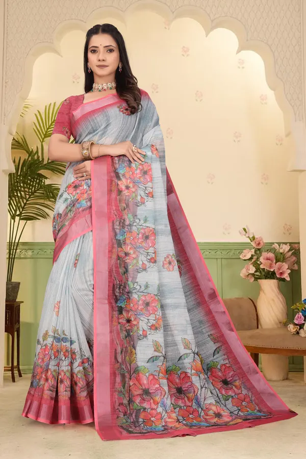 Multicolor_Cotton_Linen_Digital_Print_Saree_For_Women