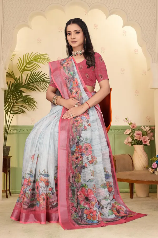 Multicolor_Cotton_Linen_Digital_Print_Saree_For_Women