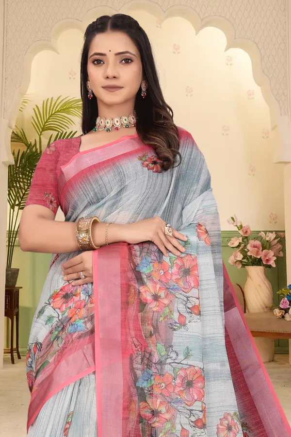 Multicolor_Cotton_Linen_Digital_Print_Saree_For_Women