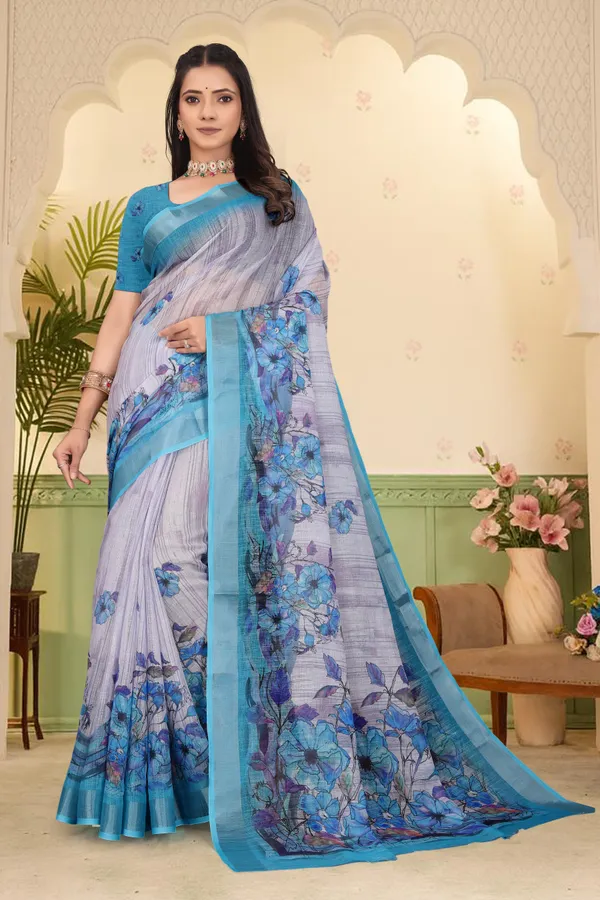 Light_Green_Cotton_Linen_Digital_Print_Saree_For_Women