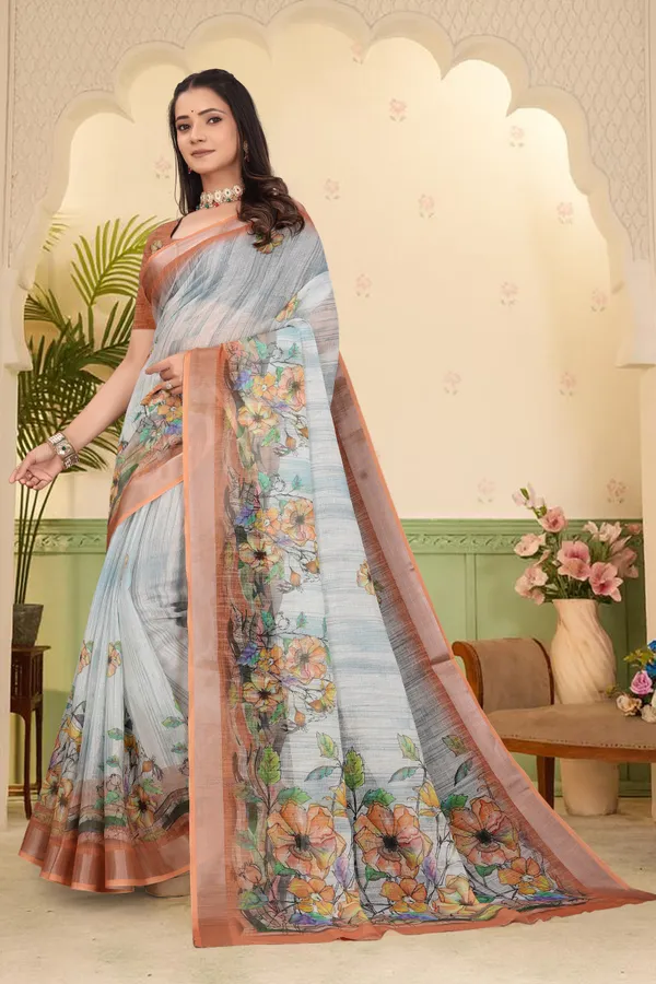 Orange_Cotton_Linen_Digital_Print_Saree_For_Women