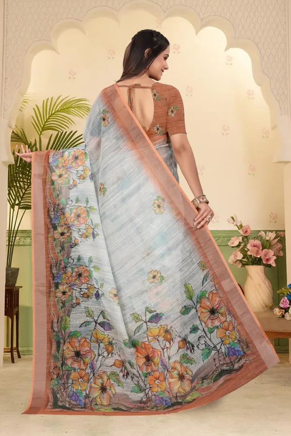 Orange_Cotton_Linen_Digital_Print_Saree_For_Women
