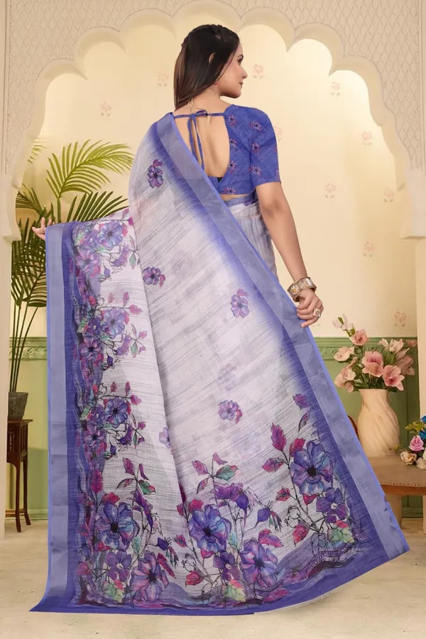 Blue_Cotton_Linen_Digital_Print_Saree_For_Women