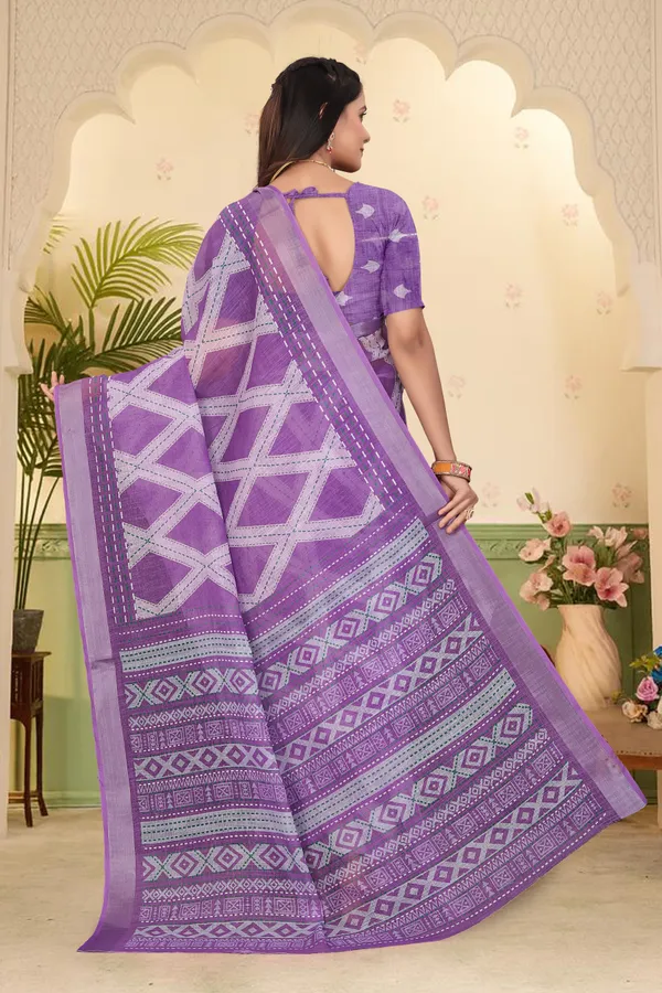 Purple_Cotton_Linen_Digital_Print_Saree_For_Women