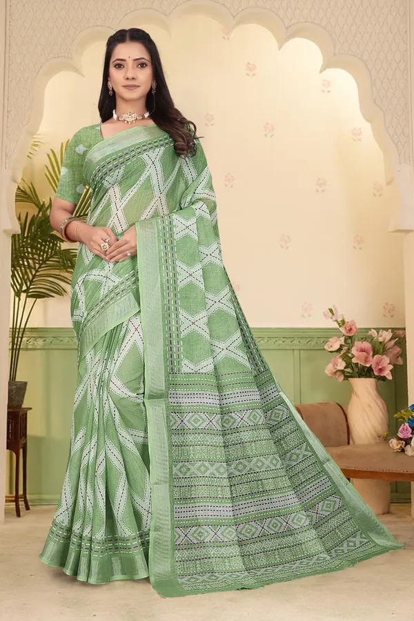 Cream_Cotton_Linen_Digital_Print_Saree_For_Women