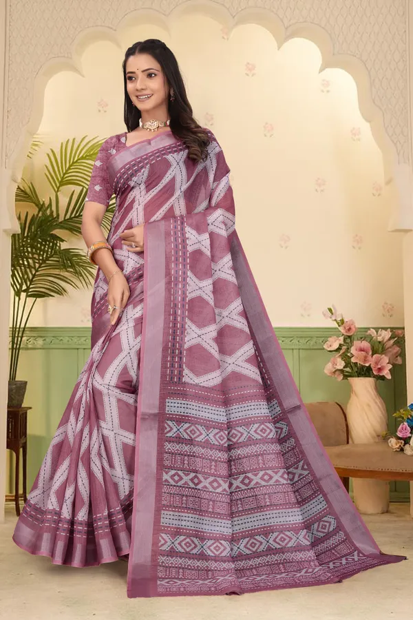 Multicolor_Cotton_Linen_Digital_Print_Saree_For_Women