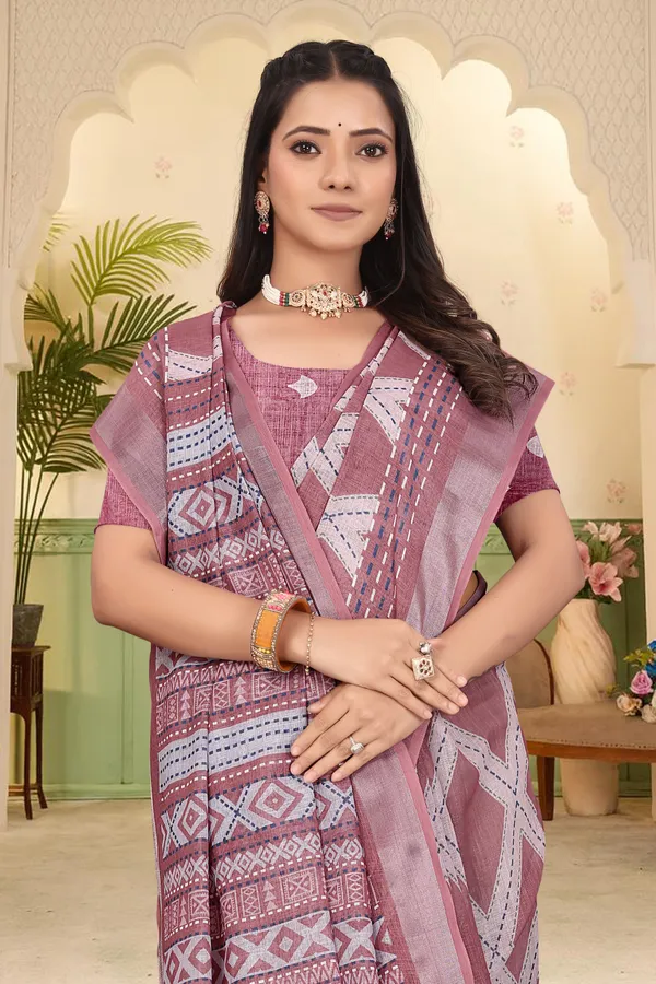 Multicolor_Cotton_Linen_Digital_Print_Saree_For_Women