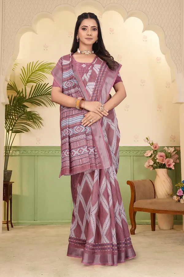 Multicolor_Cotton_Linen_Digital_Print_Saree_For_Women