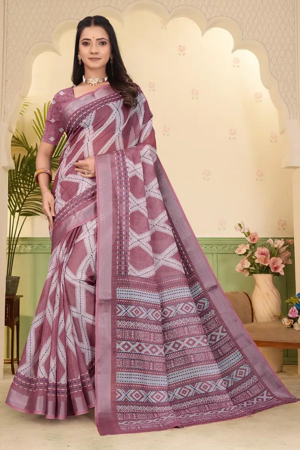 Multicolor_Cotton_Linen_Digital_Print_Saree_For_Women