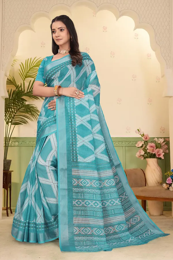 Light_Green_Cotton_Linen_Digital_Print_Saree_For_Women