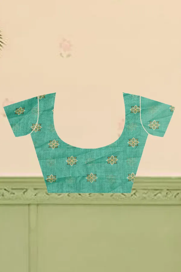 Dark_Green_Cotton_Linen_Digital_Print_Saree_For_Women