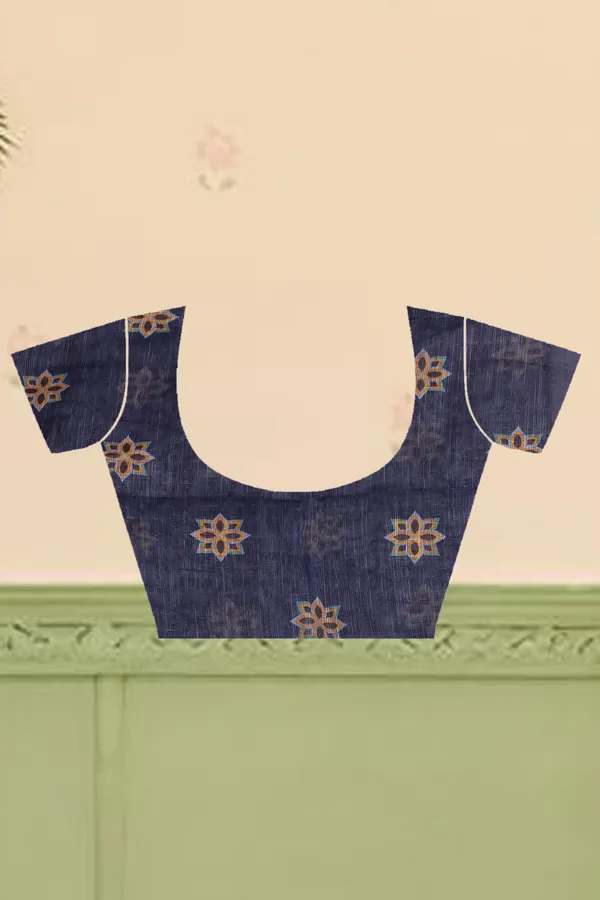 Dark_Blue_Cotton_Linen_Digital_Print_Saree_For_Women