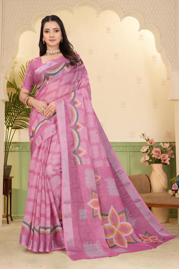 Multicolor_Cotton_Linen_Digital_Print_Saree_For_Women