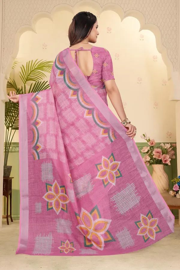Multicolor_Cotton_Linen_Digital_Print_Saree_For_Women