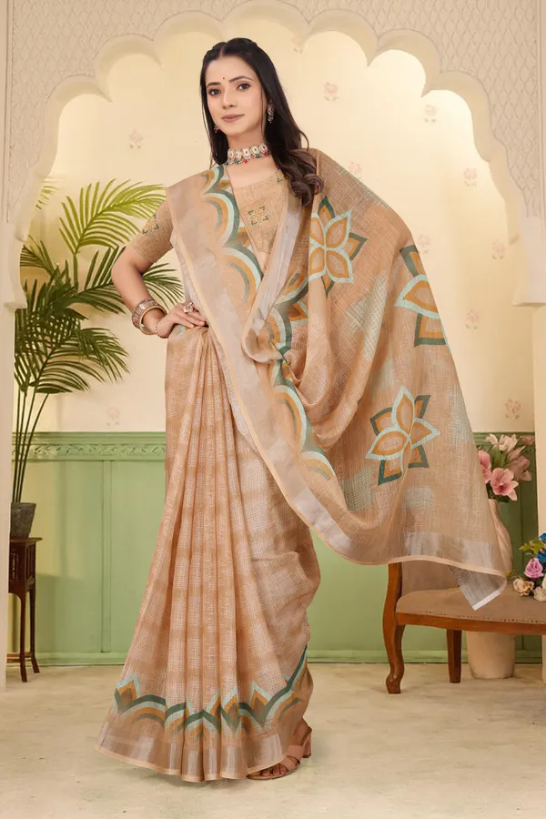 Orange_Cotton_Linen_Digital_Print_Saree_For_Women