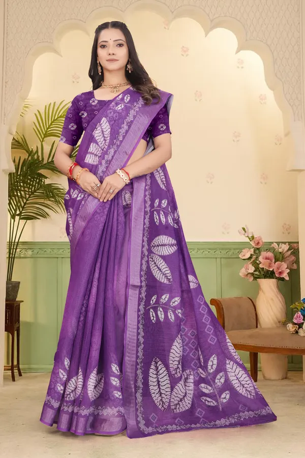 Light_Blue_Cotton_Linen_Digital_Print_Saree_For_Women
