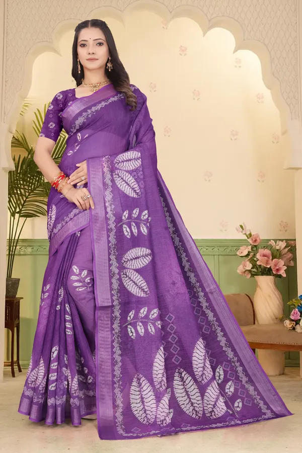 Light_Blue_Cotton_Linen_Digital_Print_Saree_For_Women