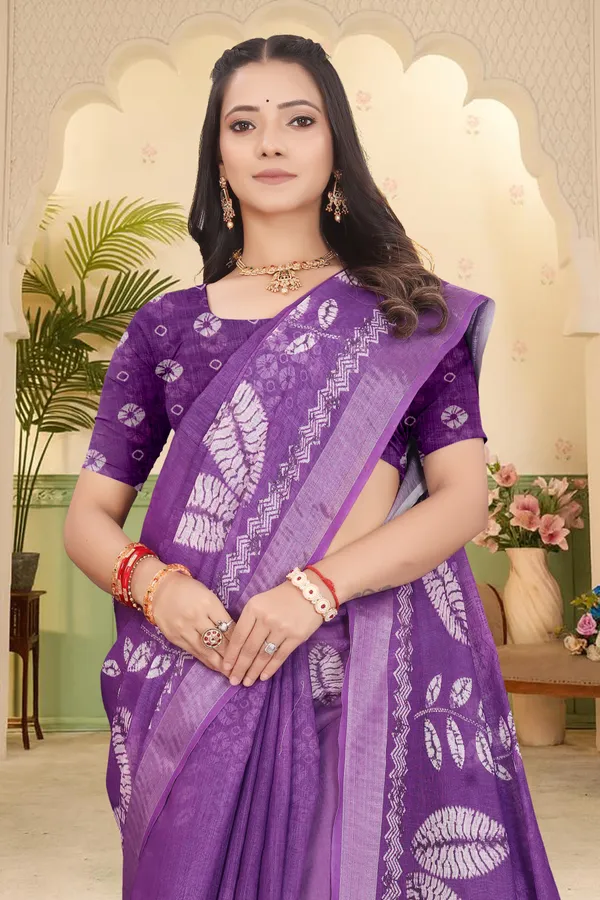 Light_Blue_Cotton_Linen_Digital_Print_Saree_For_Women