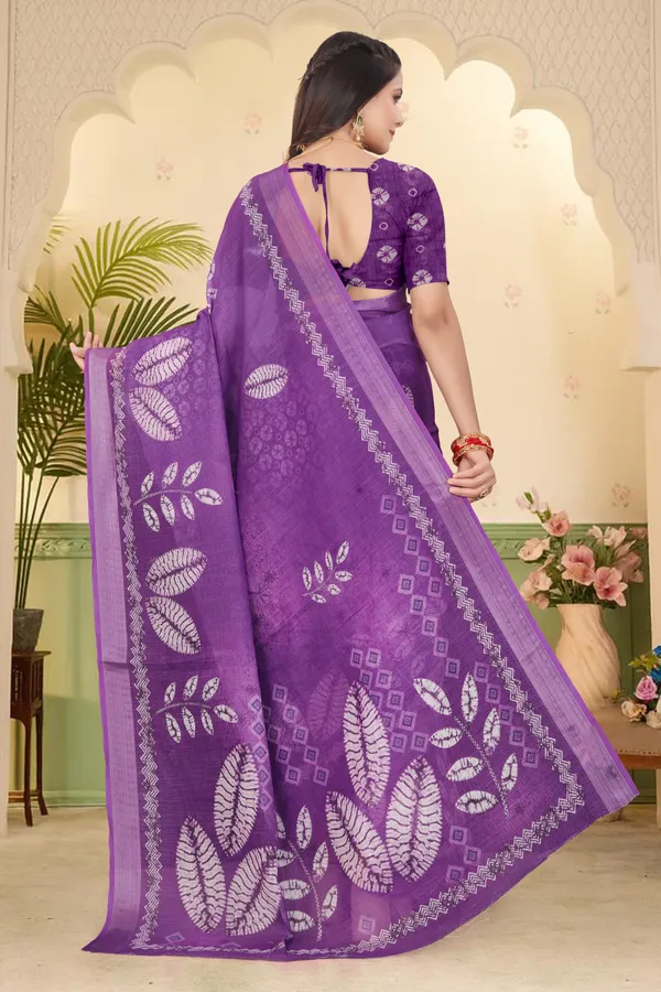 Light_Blue_Cotton_Linen_Digital_Print_Saree_For_Women