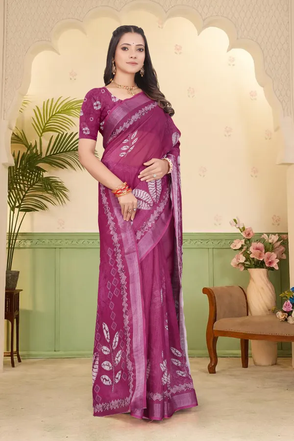 Purple_Cotton_Linen_Digital_Print_Saree_For_Women