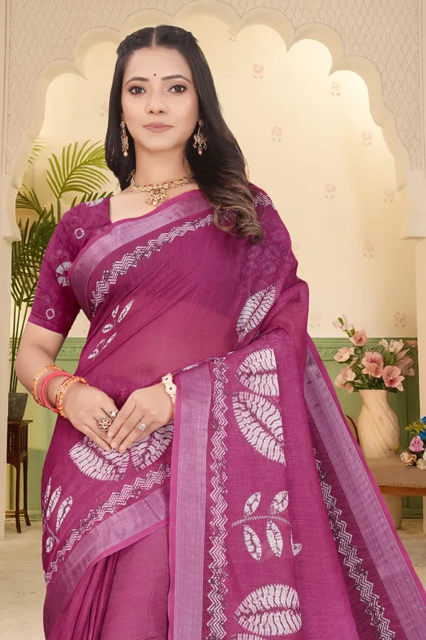 Purple_Cotton_Linen_Digital_Print_Saree_For_Women