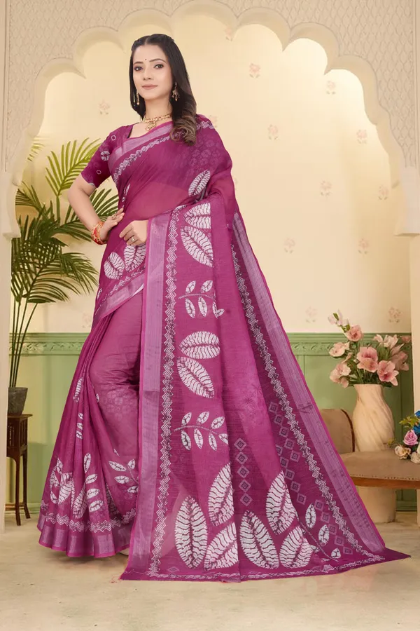 Purple_Cotton_Linen_Digital_Print_Saree_For_Women