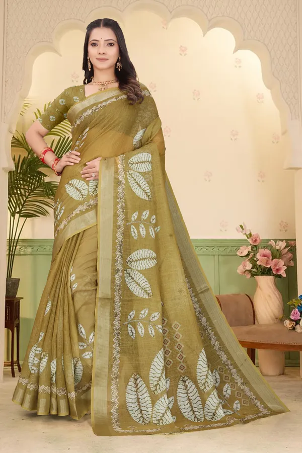 Mustard_Cotton_Linen_Digital_Print_Saree_For_Women