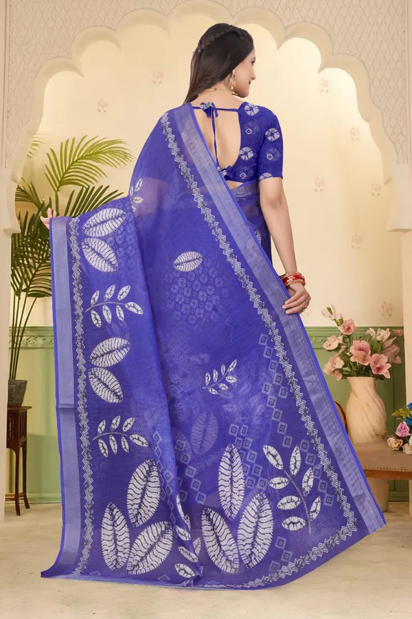 Blue_Cotton_Linen_Digital_Print_Saree_For_Women