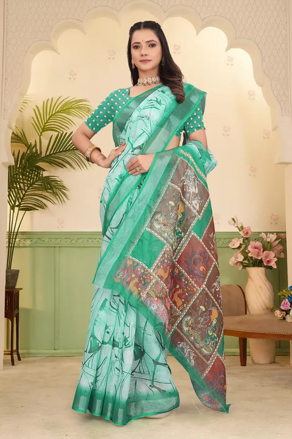 Cream_Cotton_Linen_Digital_Print_Saree_For_Women
