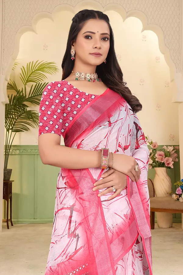 Multicolor_Cotton_Linen_Digital_Print_Saree_For_Women