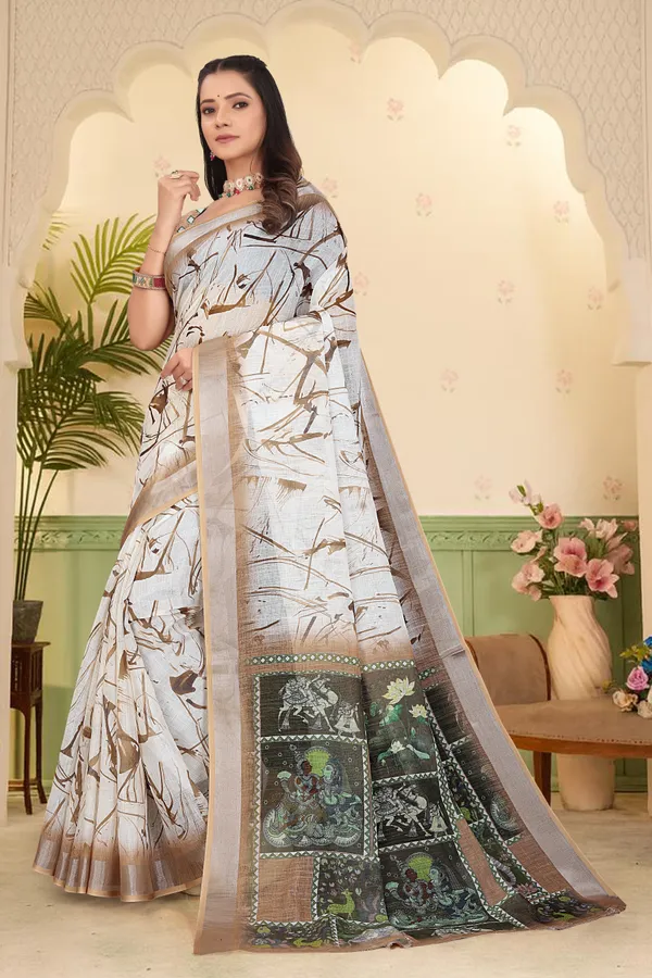 Beige_Cotton_Linen_Digital_Print_Saree_For_Women