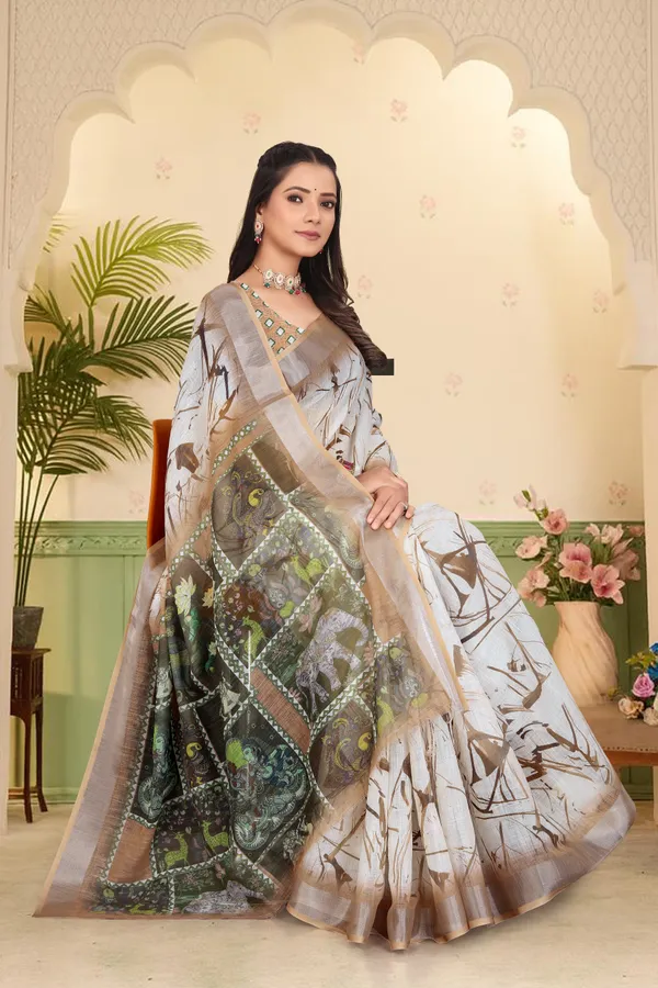 Beige_Cotton_Linen_Digital_Print_Saree_For_Women