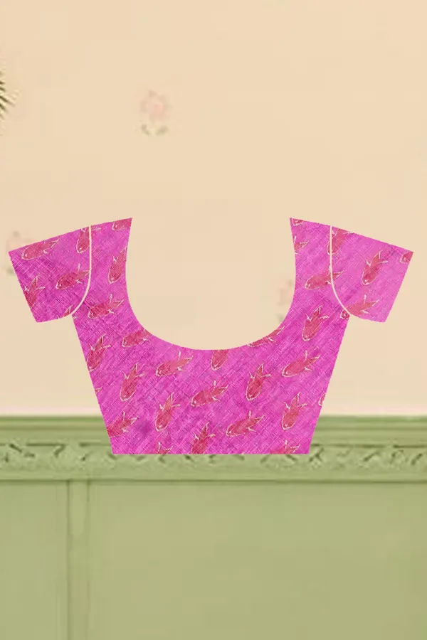 Pink_Cotton_Linen_Digital_Print_Saree_For_Women