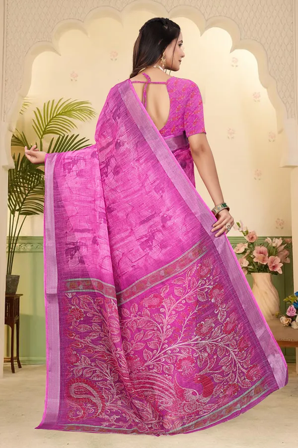 Pink_Cotton_Linen_Digital_Print_Saree_For_Women