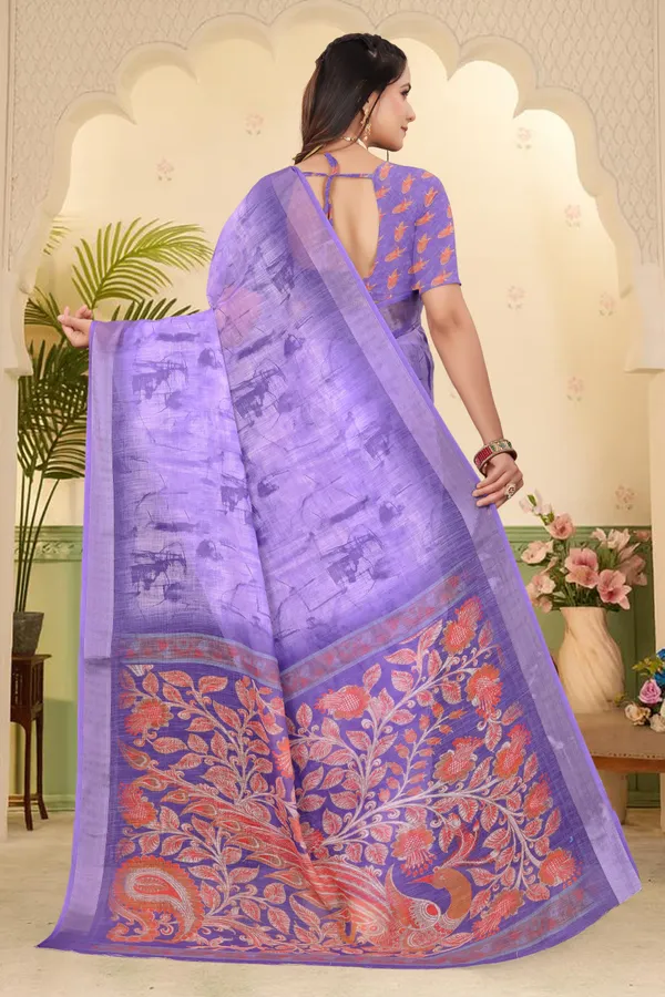 Light_Blue_Cotton_Linen_Digital_Print_Saree_For_Women
