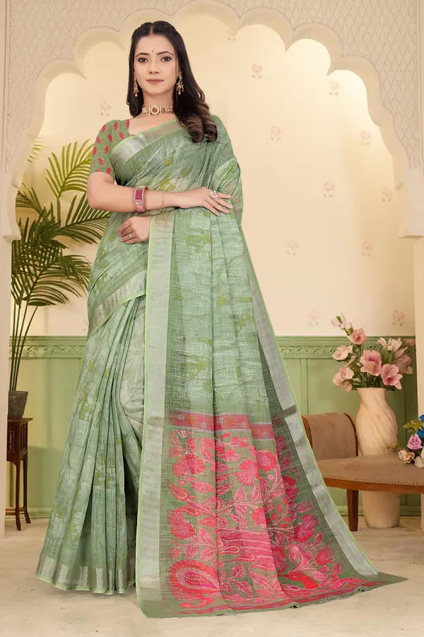 Mustard_Cotton_Linen_Digital_Print_Saree_For_Women