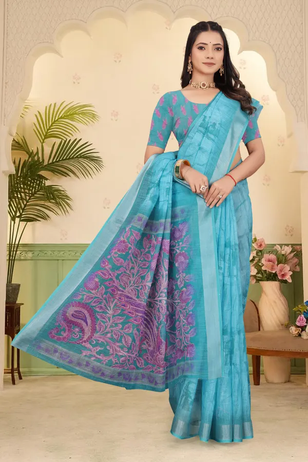 Light_Green_Cotton_Linen_Digital_Print_Saree_For_Women