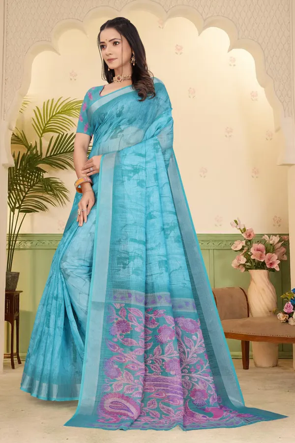 Light_Green_Cotton_Linen_Digital_Print_Saree_For_Women