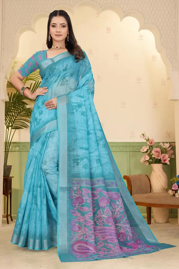Light_Green_Cotton_Linen_Digital_Print_Saree_For_Women