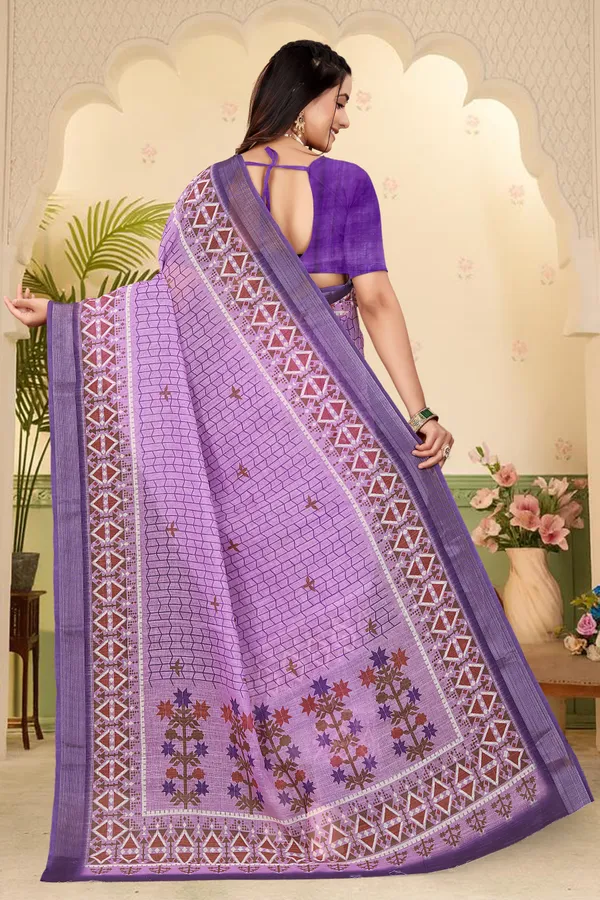 Light_Blue_Cotton_Linen_Digital_Print_Saree_For_Women