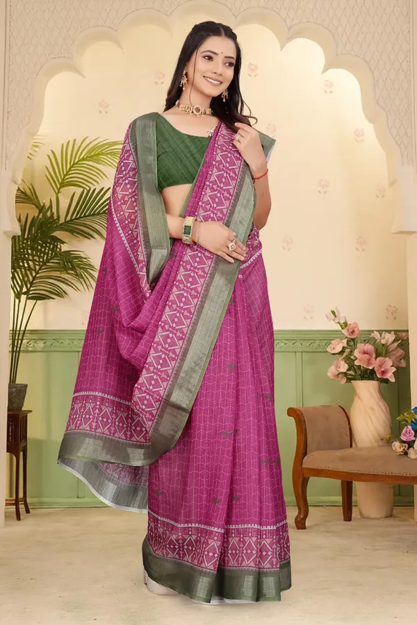 Purple_Cotton_Linen_Digital_Print_Saree_For_Women